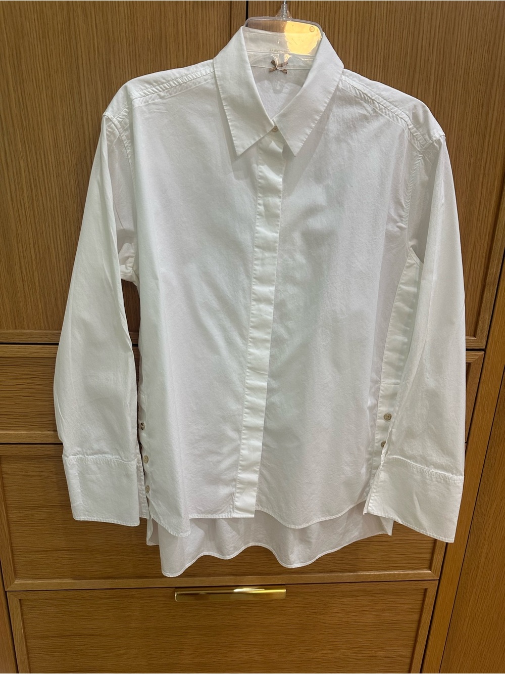 Marc Cain White Long-Sleeve Button-Up Blouse, Size N4 = US 10, European 40 (L)